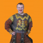 Participant in theatre costume